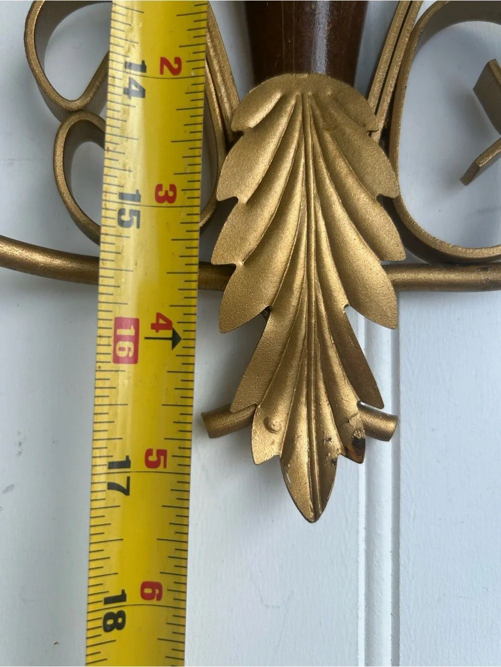 Vintage Sconce Gold Wood Wall Candle Holder Gallery Hollywood Regency 17x11